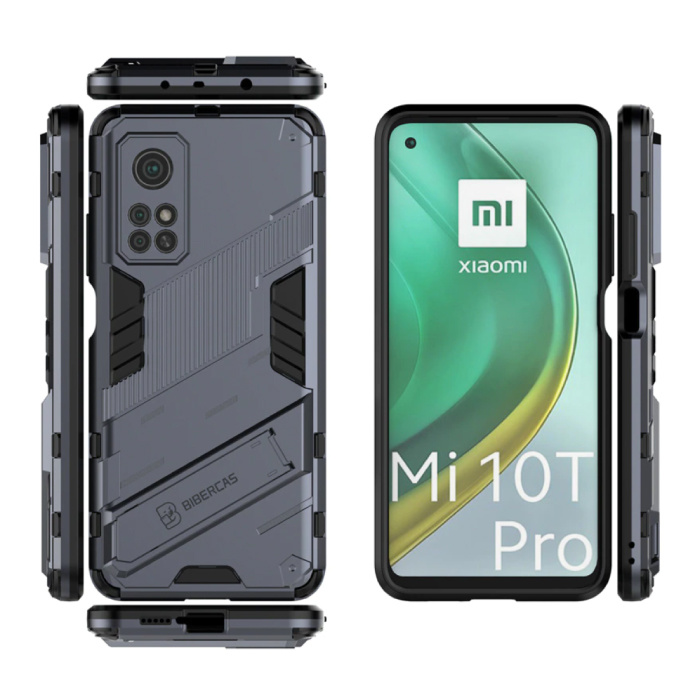 BIBERCAS Xiaomi 12X Hoesje met Kickstand - Shockproof Armor Case Cover Grijs