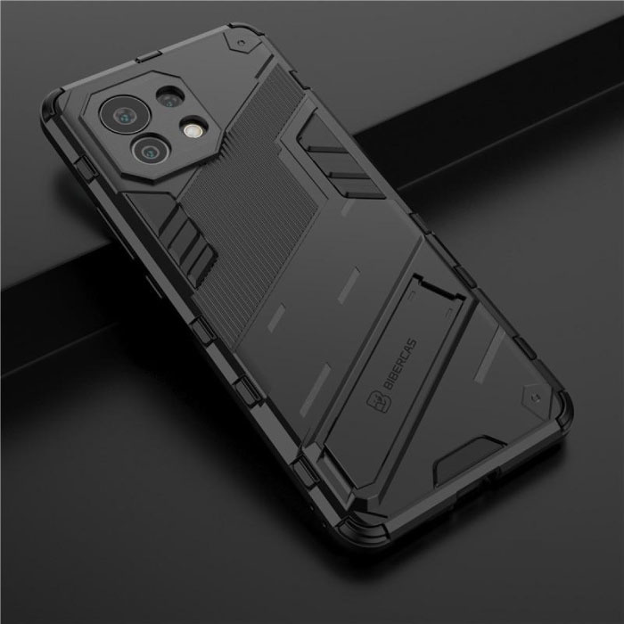 Xiaomi Redmi Note 11 Case with Kickstand - Shockproof Armor Case Cover Black
