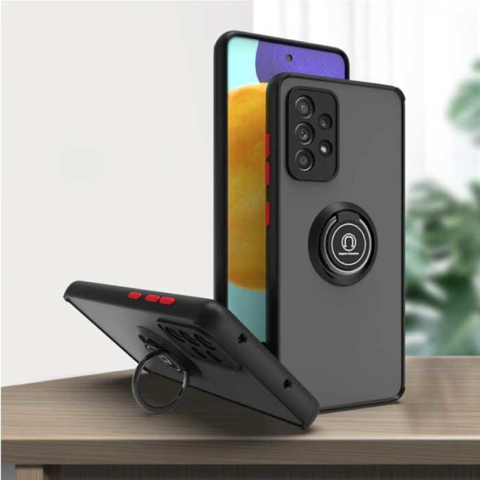 Samsung Galaxy S9 Hoesje met Ring Kickstand en Magneet - Schokbestendige Cover Case Zwart-Rood