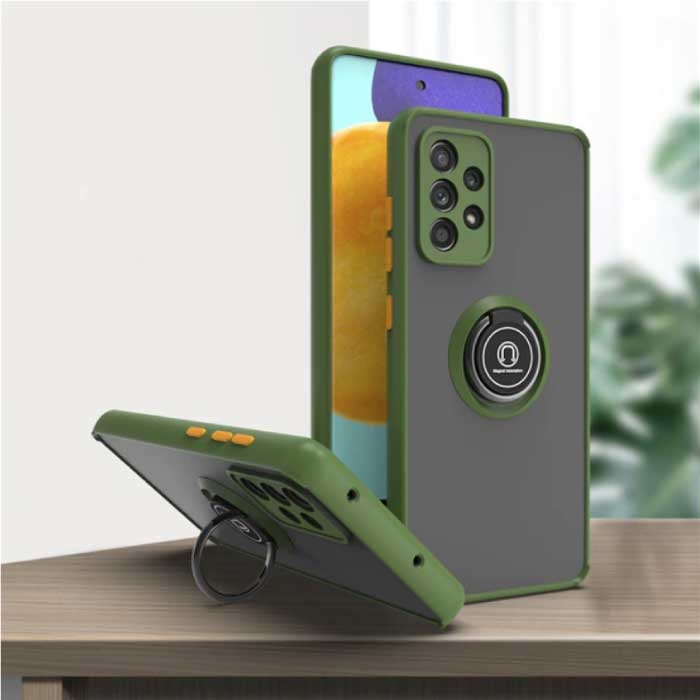 Samsung Galaxy S10 Plus Hoesje met Ring Kickstand en Magneet - Schokbestendige Cover Case Groen