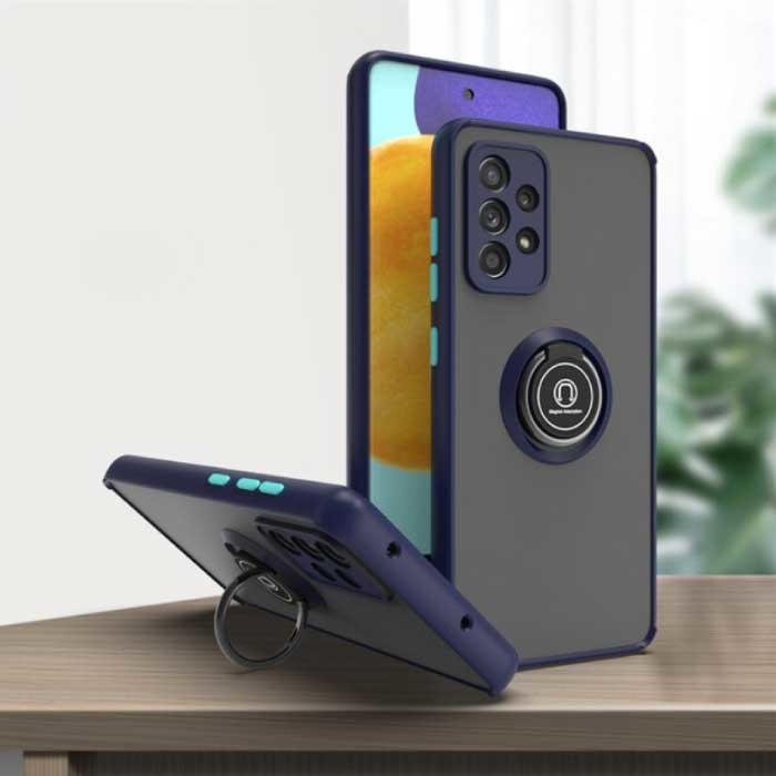 Custodia Samsung Galaxy S10 Plus con Cavalletto ad Anello e Magnete - Cover Antiurto Blu