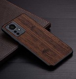 AIORIA Coque Xiaomi 12S Ultra Cuir - Coque Antichoc Motif Bois Marron