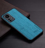 AIORIA Xiaomi 12 Leather Case - Shockproof Case Cover Wood Pattern Blue