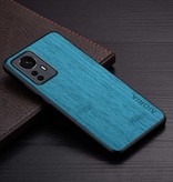 AIORIA Xiaomi 12S Ultra Leather Case - Shockproof Case Cover Wood Pattern Blue