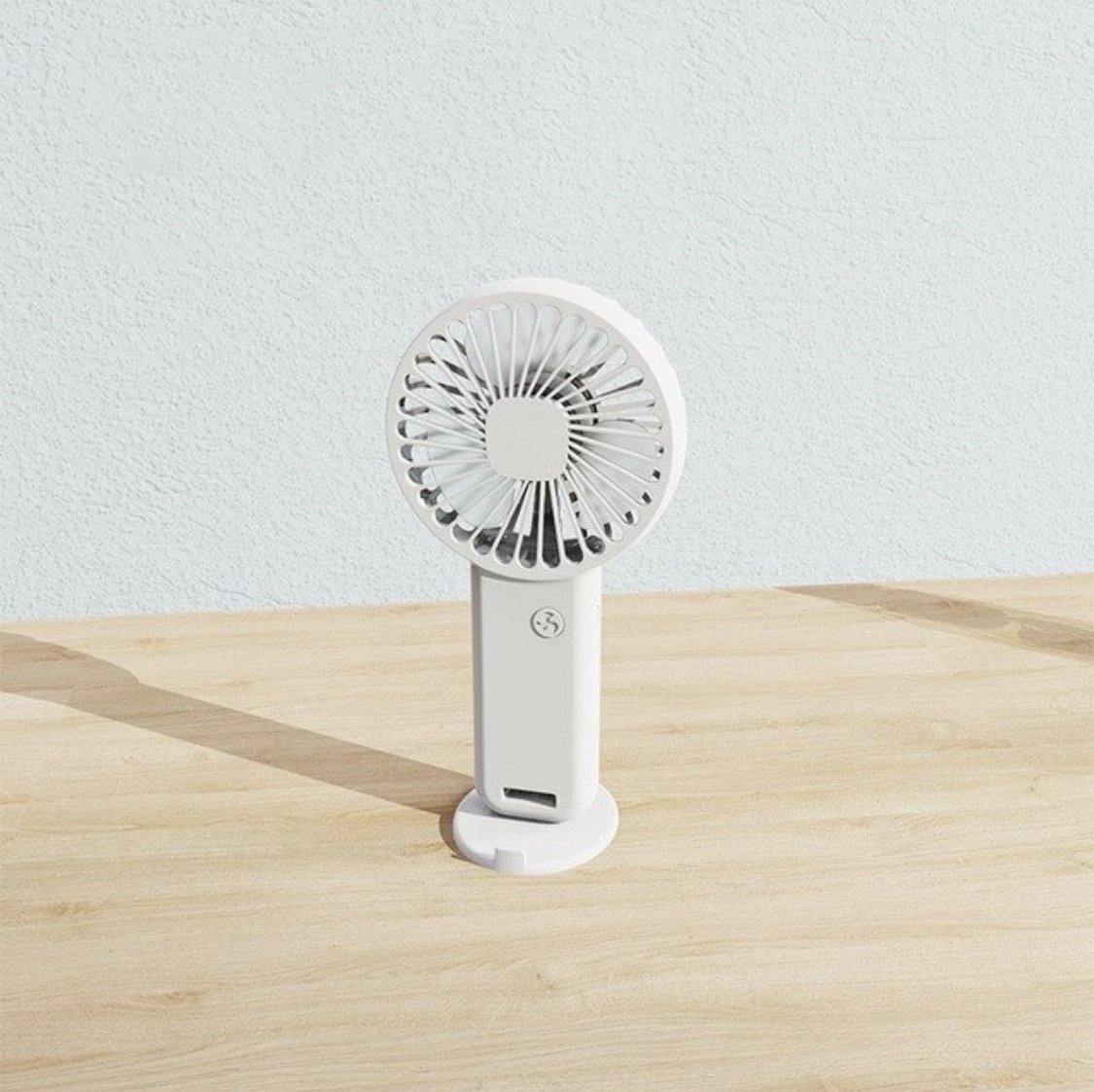 Ventilador portátil recargable - Ventilador de mano con batería y soporte para teléfono Blanco