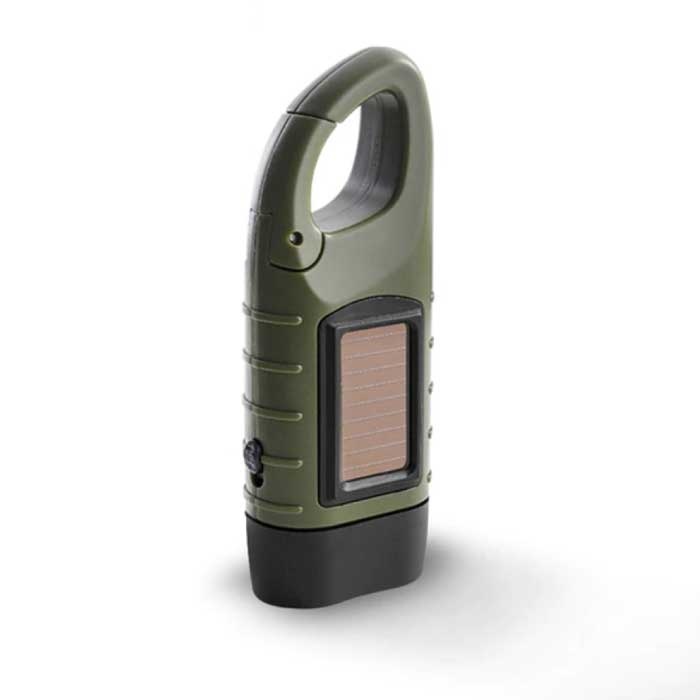 Solar Powered Flashlight with Dynamo - 3 LED / 40mAh Battery Green