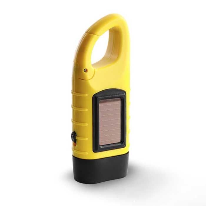 Solar Powered Flashlight with Dynamo - 3 LED / 40mAh Battery Yellow