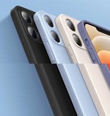 ASTUBIA Funda de silicona cuadrada para iPhone SE (2020) - Funda líquida mate suave Azul