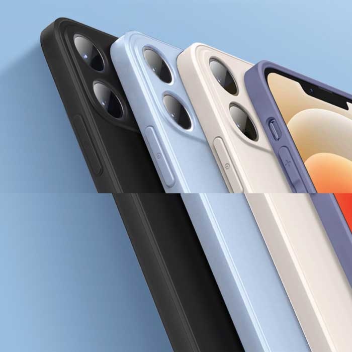 ASTUBIA Kwadratowe silikonowe etui do iPhone’a 14 – miękkie, matowe etui, płynne etui, jasnoniebieskie