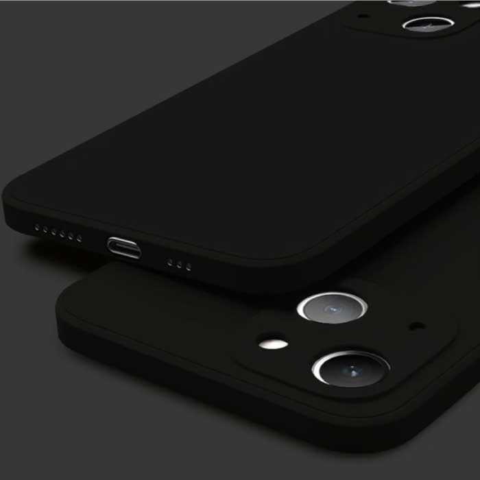 iPhone 13 Square Silicone Case - Soft Matte Case Liquid Cover Black