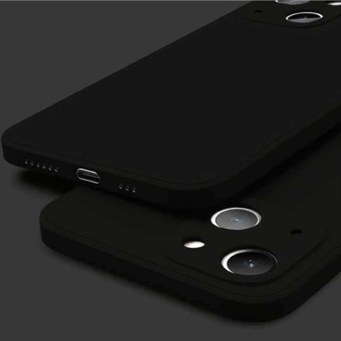 Kwadratowe silikonowe etui do iPhone’a 14 – miękkie, matowe etui, płynne etui, czarne