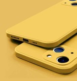 ASTUBIA Coque iPhone 13 Mini Square Silicone - Soft Matte Case Liquid Cover Jaune