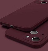 ASTUBIA Coque iPhone 13 Square Silicone - Soft Matte Case Liquid Cover Marron