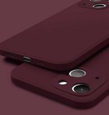ASTUBIA iPhone 13 Mini Square Silicone Hoesje - Zachte Matte Case Liquid Cover Bruin