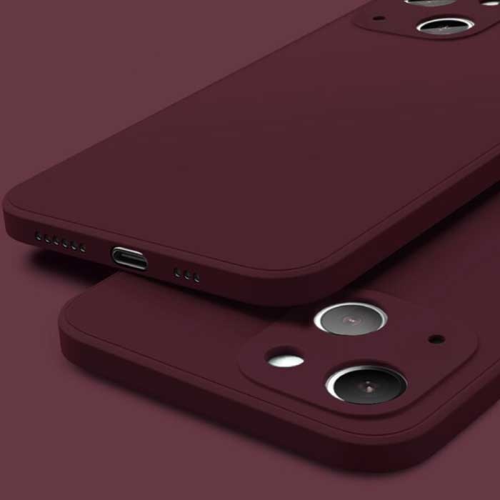 Custodia in silicone quadrata per iPhone 14 - Custodia morbida opaca Liquid Cover marrone