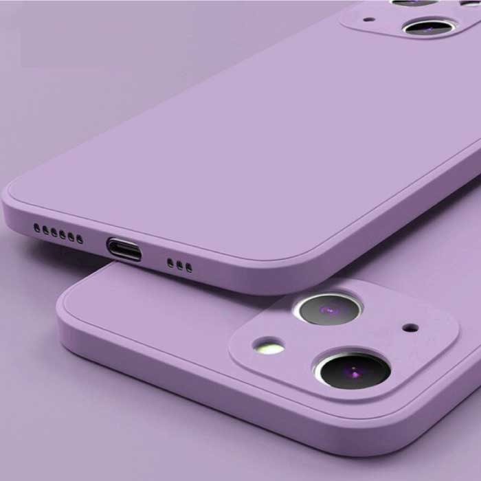 Custodia in silicone quadrata per iPhone 14 - Custodia morbida opaca Liquid Cover viola chiaro