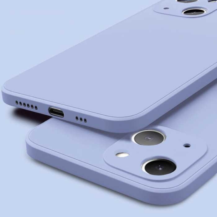 Custodia in silicone quadrata per iPhone 13 - Custodia morbida opaca Liquid Cover azzurra