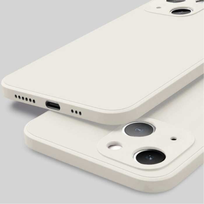 Funda de silicona cuadrada para iPhone 13 - Funda mate suave Liquid Cover blanca