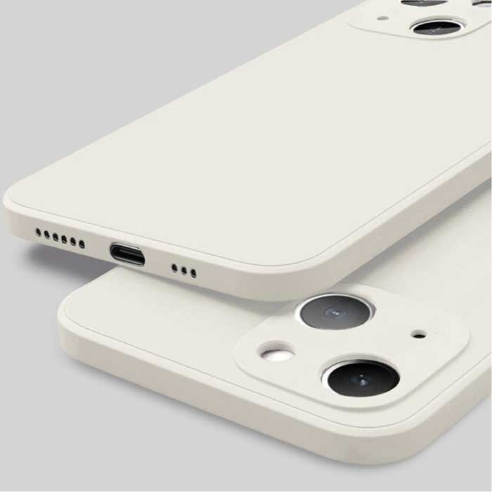 Funda de silicona cuadrada para iPhone SE (2020) - Funda líquida mate suave blanca