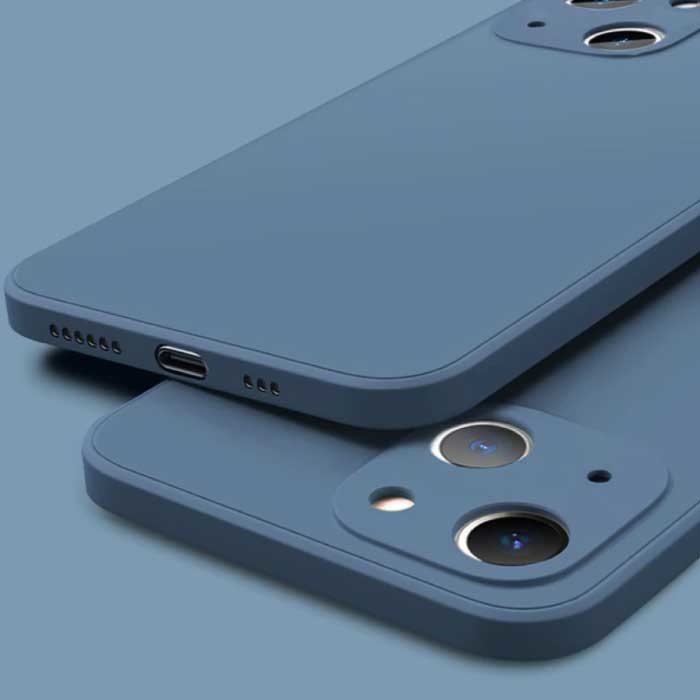 iPhone 14 Pro Max Square Silicone Case - Soft Matte Case Liquid Cover Blue