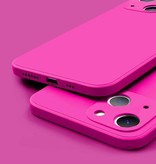 ASTUBIA Funda de silicona cuadrada para iPhone 13 Mini - Funda mate suave Liquid Cover rosa