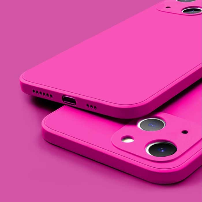 Funda de silicona cuadrada para iPhone 13 Mini - Funda mate suave Liquid Cover rosa