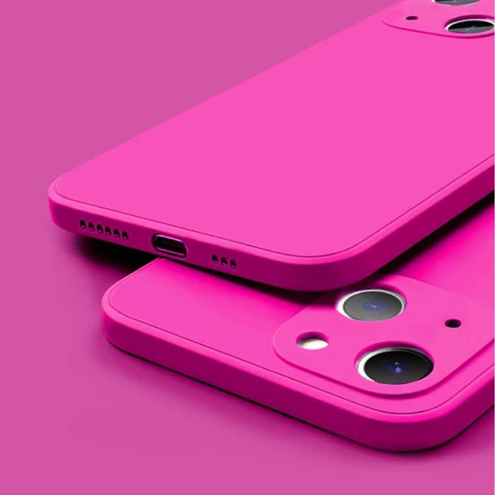 ASTUBIA iPhone 14 Plus Square Silicone Case - Soft Matte Case Liquid Cover Pink