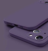 ASTUBIA Coque iPhone 14 Square Silicone - Soft Matte Case Liquid Cover Violet