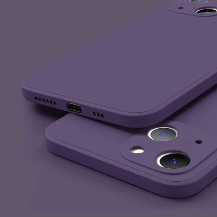 Kwadratowe silikonowe etui do iPhone’a 13 – miękkie, matowe etui, płynne etui, fioletowe