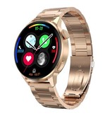 SACOSDING Smartwatch Fitness Sport Activity Tracker Watch - NFC / ECG / GPS / IP68 - Metal Strap Gold
