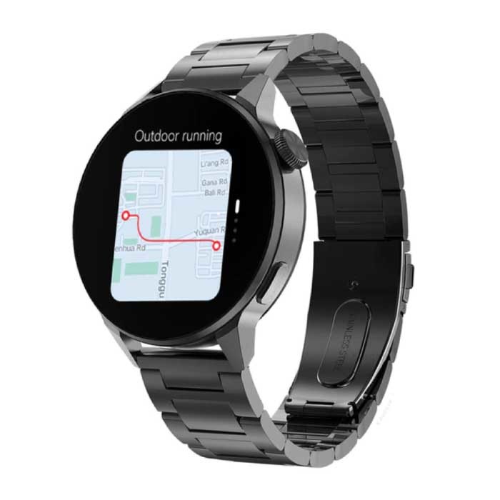 Smartwatch Fitness Sportowy zegarek do śledzenia aktywności – NFC / EKG / GPS / IP68 – metalowy pasek w kolorze czarnym