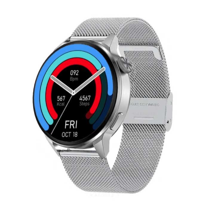 Montre Smartwatch Fitness Sport Activity Tracker - NFC / ECG / GPS / IP68 - Bracelet Mesh Argent