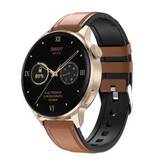 SACOSDING Montre Smartwatch Fitness Sport Activity Tracker - NFC / ECG / GPS / IP68 - Bracelet Cuir Marron