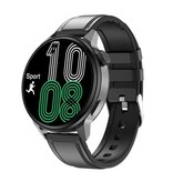 SACOSDING Smartwatch Fitness Sport Activity Tracker Watch - NFC / ECG / GPS / IP68 - Leather Strap Black