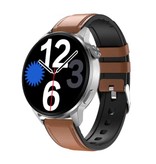SACOSDING Smartwatch Fitness Sport Activity Tracker Watch - NFC / ECG / GPS / IP68 - Leather Strap Brown