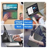 AIEACH RGB Keyboard Case and Mouse for iPad 10.9" - QWERTY Multifunction Keyboard Bluetooth Smart Cover Case Case Pink