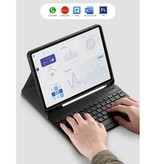 AIEACH Etui Clavier RVB et Souris pour iPad 10.9" - Clavier QWERTY Multifonction Bluetooth Smart Cover Case Case Rose