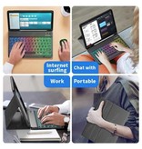 AIEACH RGB Keyboard Case and Mouse for iPad 10.2" - QWERTY Multifunction Keyboard Bluetooth Smart Cover Case Case Pink