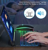 AIEACH Etui na klawiaturę i mysz RGB do iPada 10,2" - wielofunkcyjna klawiatura QWERTY Etui Bluetooth Smart Cover Case różowe