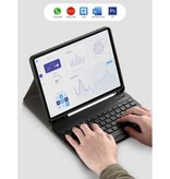 AIEACH Etui na klawiaturę i mysz RGB do iPada 10,5" - wielofunkcyjna klawiatura QWERTY Etui na Bluetooth Smart Cover Case różowe