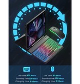 AIEACH Custodia Tastiera e Mouse RGB per iPad Pro 11" - Tastiera QWERTY Multifunzione Custodia Bluetooth Smart Cover Custodia Nera