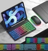 AIEACH RGB Keyboard Case and Mouse for iPad 9.7" - QWERTY Multifunction Keyboard Bluetooth Smart Cover Case Case Black