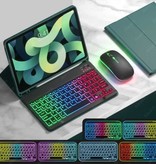 AIEACH RGB Keyboard Case and Mouse for iPad 9.7" - QWERTY Multifunction Keyboard Bluetooth Smart Cover Case Case Dark Green