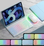 AIEACH RGB Keyboard Case and Mouse for iPad 10.9" - QWERTY Multifunction Keyboard Bluetooth Smart Cover Case Case Blue