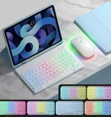 AIEACH Etui na klawiaturę i mysz RGB do iPada 9,7" - wielofunkcyjna klawiatura QWERTY Etui Bluetooth Smart Cover Case niebieskie