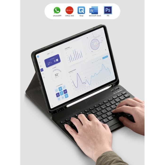 Funda con teclado para iPad Pro 11 (2020) - Funda inteligente Bluetooth con  teclado multifunción QWERTY Funda Morada