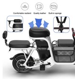 Daibot Electric Bicycle with Extra Seat - Foldable Smart E Bike - 350W - 8 Ah Battery - White