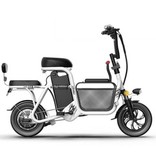 Daibot Electric Bicycle with Extra Seat - Foldable Smart E Bike - 350W - 8 Ah Battery - White