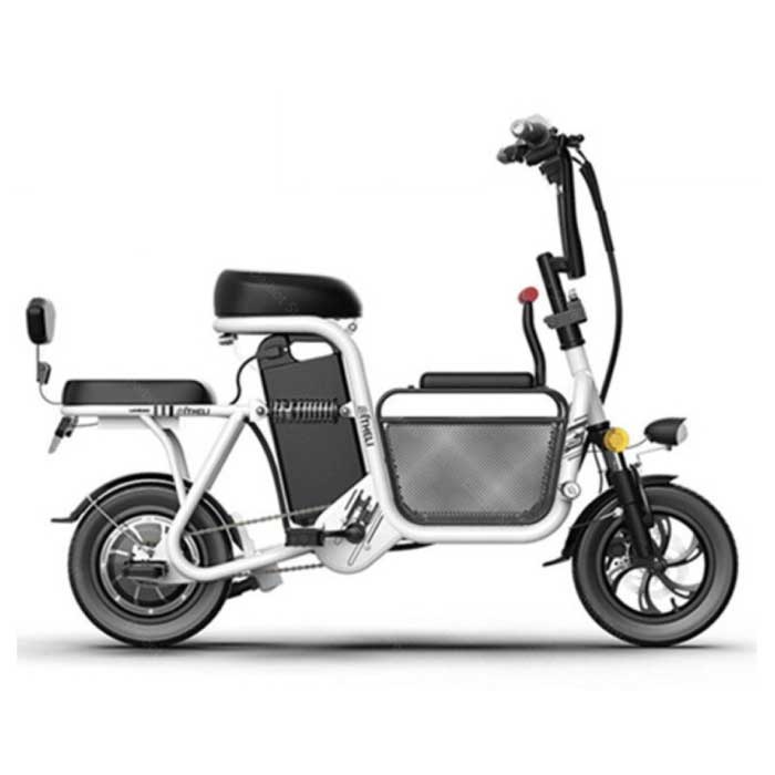 Bicicletta Elettrica con Sedile Extra - Smart E Bike Pieghevole - 350W - Batteria 8 Ah - Bianca