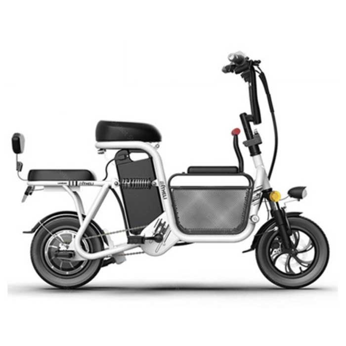 Rower elektryczny z dodatkowym siedzeniem - Składany Smart E Bike - 350W - Akumulator 8 Ah - Biały